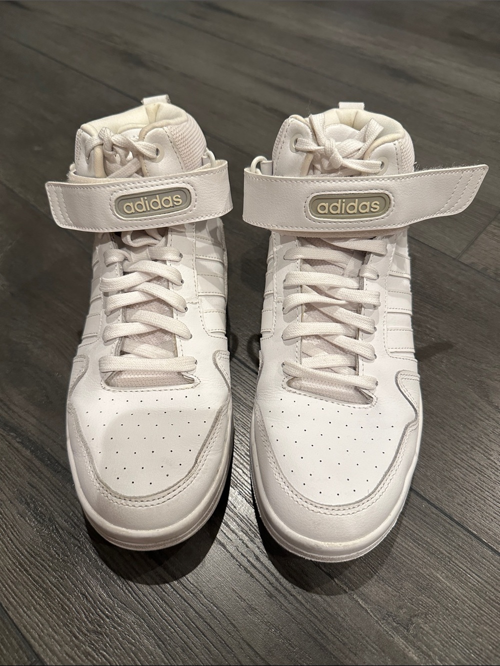 adidas White High-Top Sneakers with Strap
